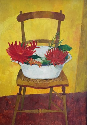 Lot 214 - Rosina ROGERS (1918-2011) Red Flowers on a...