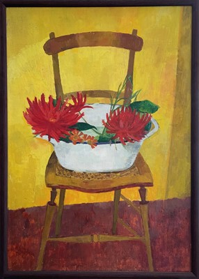 Lot 214 - Rosina ROGERS (1918-2011) Red Flowers on a...
