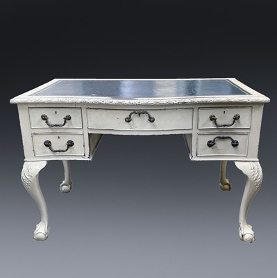 Lot 3056 - An Edwardian painted mahogany kneehole desk,...