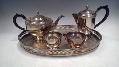 Lot 24 - A Silver Plated Teapot, Coffee Pot, Milk Jug...