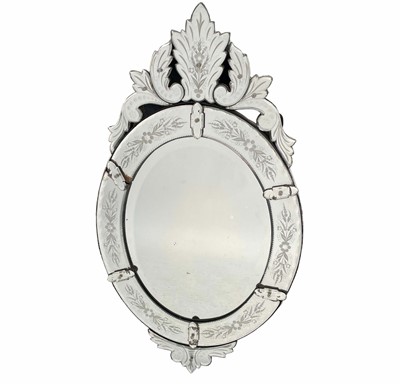 Lot 3063 - A Venetian oval wall mirror, early 20th...