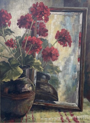 Lot 1406 - Keith ELVIN (XX) Reflections of geraniums Oil...