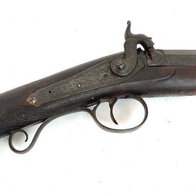 Lot 154 - A percussion musket, the stock with chequered...