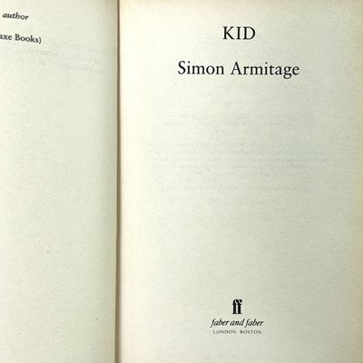 Lot 1186 - SIMON ARMITAGE. 'Kid,' first edition, card...