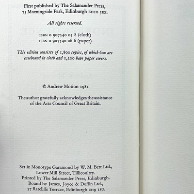Lot 1181 - ANDREW MOTION. 'Independence,' first edition,...