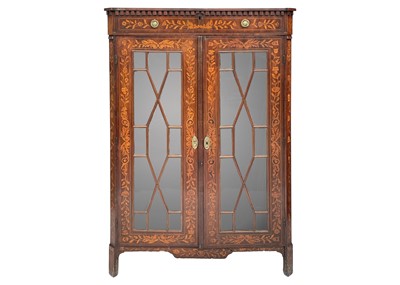 Lot 634 - An 18th century Dutch marquetry cabinet.