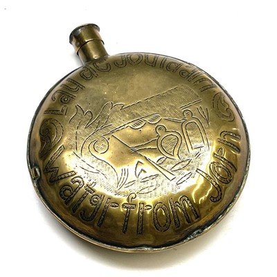 Lot 86 - An Anglo Dutch brass flask, early 19th century,...