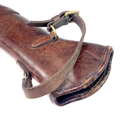 Lot 125 - A WW I tan leather cavalry carbine saddle...
