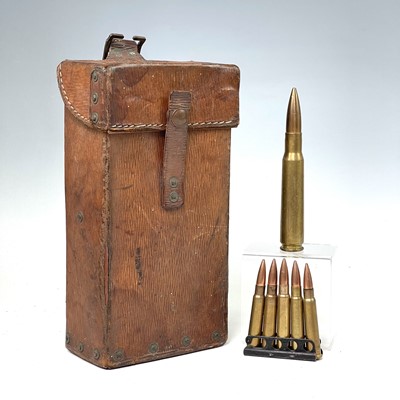 Lot 131 - A leather ammunition pouch, 19th century,...