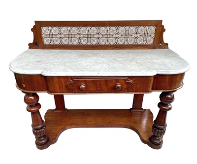 Lot 3074 - A Victorian mahogany marble top washstand,...