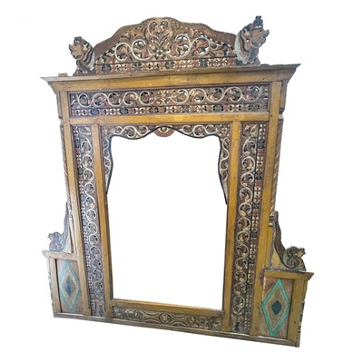 Lot 3076 - A large south east Asian wood carved frame...