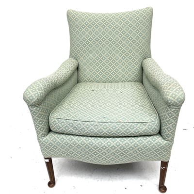 Lot 3079 - An upholstered walnut armchair on tapering...