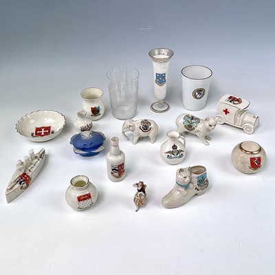 Lot 843 - A collection of Goss and other crested china,...