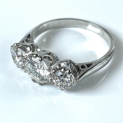 Lot 165 - A superb 18ct white gold diamond three stone...