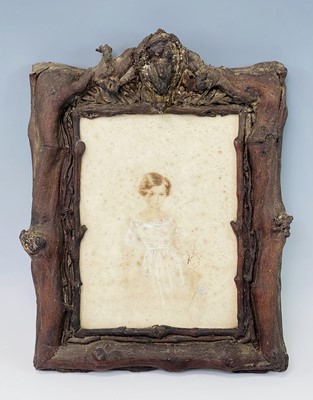 Lot 1453 - A 19th century carved wood rustic frame,...