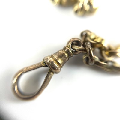 Lot 153 - A 9ct gold belcher link long guard chain,...