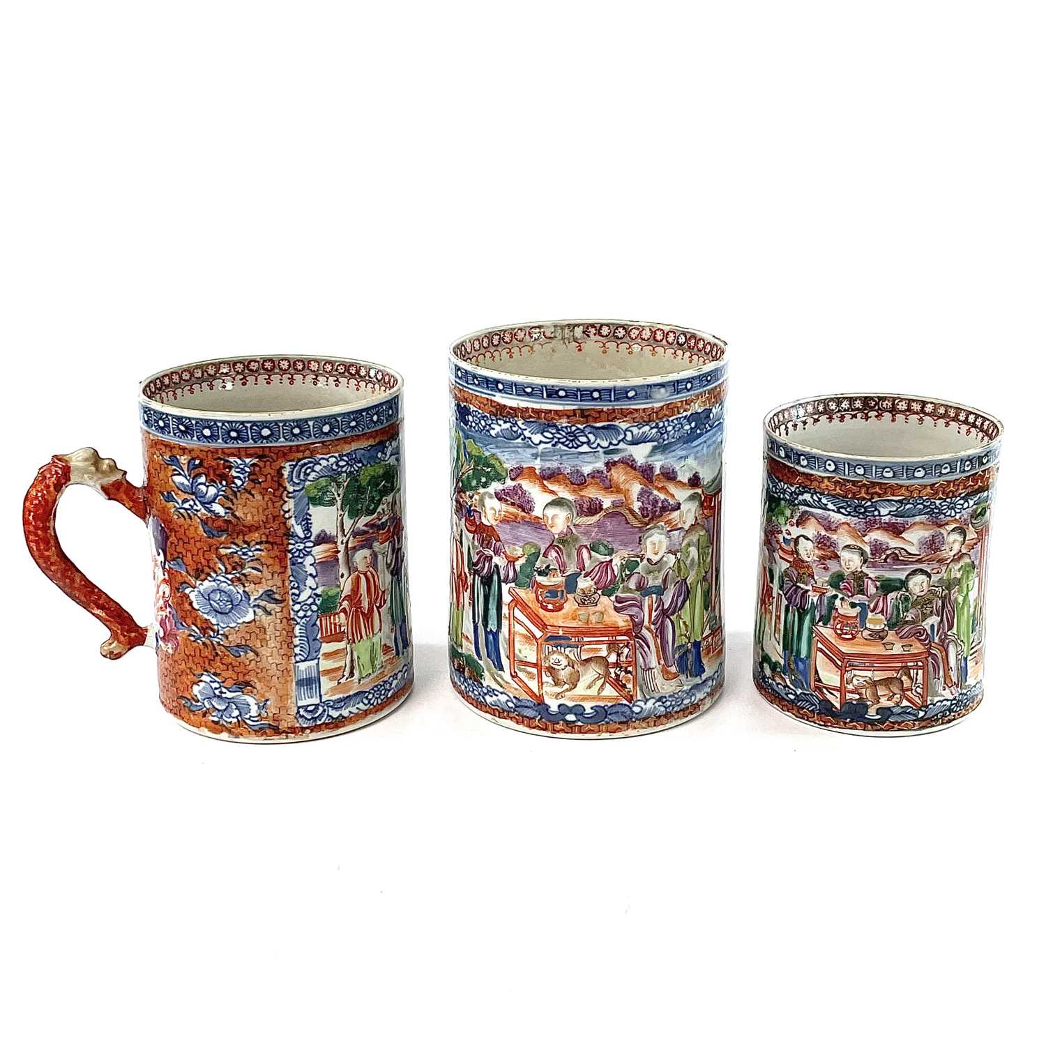 Lot 21 - A set of three Chinese graduated porcelain...