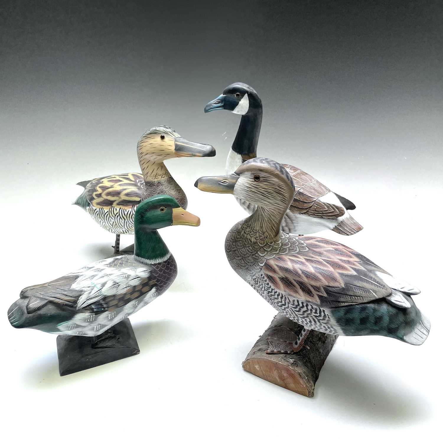 Lot 211 - A model of a Candian goose together with three...