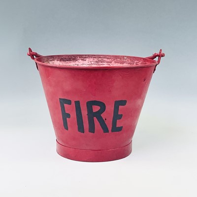 Lot 215 - Three red painted 'FIRE' buckets, height 24cm.