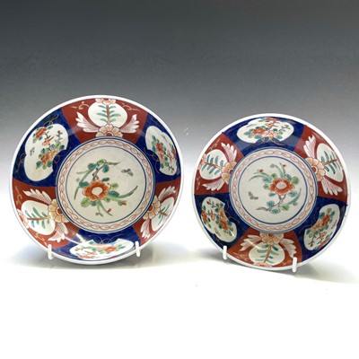 Lot 837 - A graduated pair of Imari porcelain bowls,...