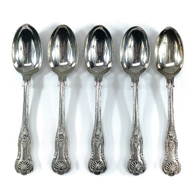 Lot 21 - A Victorian silver set of five King's Pattern teaspoons by George Lambert