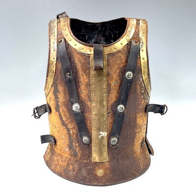 Lot 216 - A reproduction cuirass with brass mounts and...