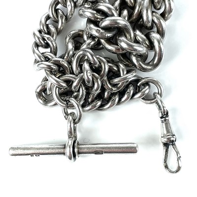 Lot 160 - A Victorian heavy silver Albert watch chain,...