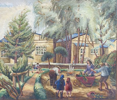 Lot 556 - British School Chertsey Garden Oil on canvas...