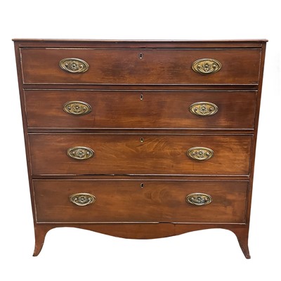 Lot 3091 - A Regency mahogany chest of four long drawers,...