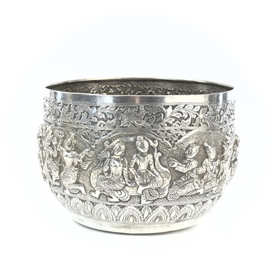Lot 66 - A large Burmese silver bowl, 19th century,...