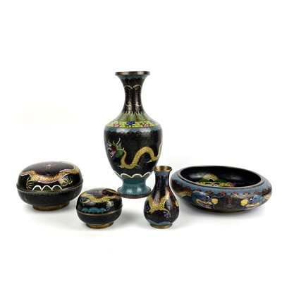 Lot 101 - Five Chinese cloisonne items, circa 1900.