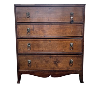 Lot 3101 - A George III mahogany secretaire chest, the...