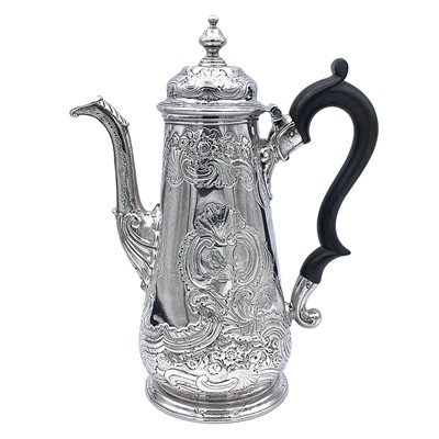 Lot 41 - A George I silver baluster coffee pot by...
