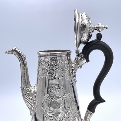 Lot 41 - A George II silver baluster coffee pot...