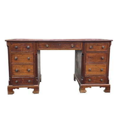 Lot 3104 - A George III style mahogany pedestal desk,...