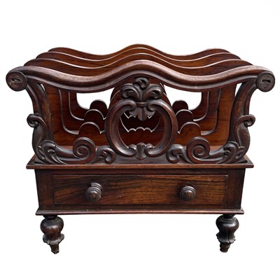 Lot 3107 - A Victorian rosewood canterbury, with three...