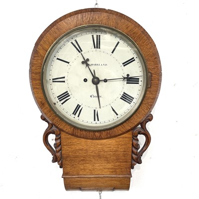 Lot 2915 - A Victorian oak drop dial eight day wall clock,...