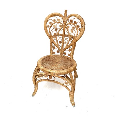 Lot 3120 - A retro wicker, rattan and bamboo seat with...