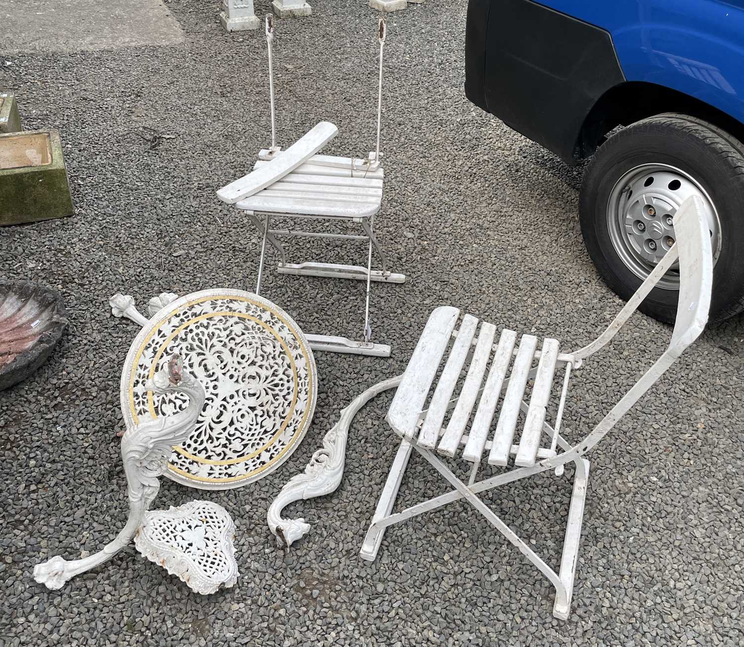 Lot 605 - Victorian circular cast iron table with...