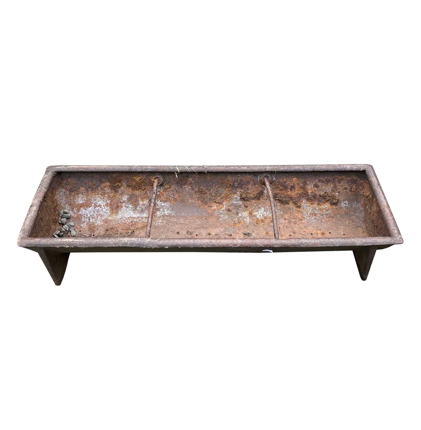 Lot 606 - A cast iron feeding trough, width 93cm