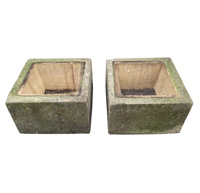 Lot 610 - A pair of square section terracotta planters...