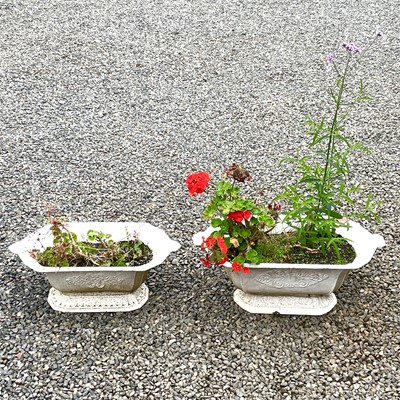 Lot 620 - Two Victorian cast iron shaped planters, the...