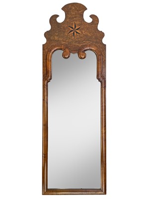 Lot 1857 - A pollard oak, walnut and inlaid wall pier glass.