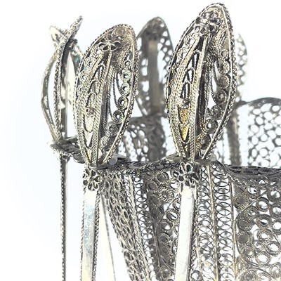 Lot 1000 - An Indian silver filigree basket, of tapering...