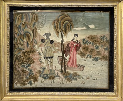 Lot 2812 - An 18th/early 19th century silk and crewelwork...