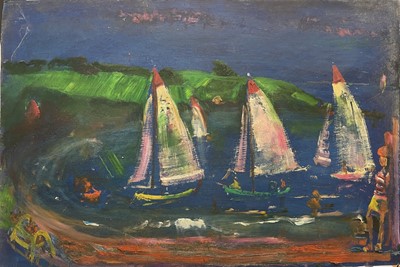 Lot 230 - Sven BERLIN (1911-1999) Untitled (Boats) Oil...