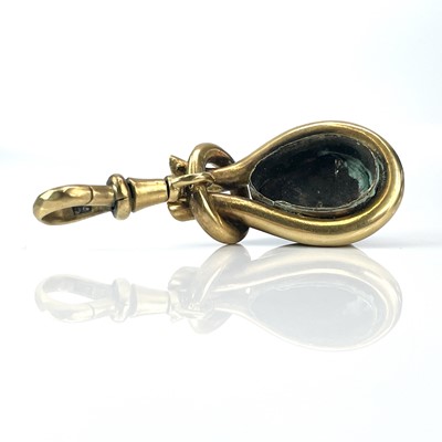 Lot 22 - A 19th century 9ct gold paste set fob, length...