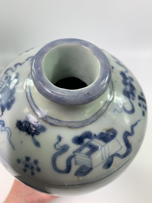 Lot 12 - A Chinese blue and white meiping, Ming Dynasty,...