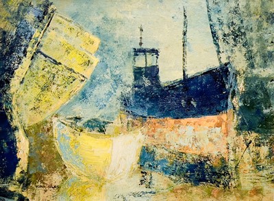 Lot 307 - Tony GILES (1925-1994) Cornish Harbour Oil on...