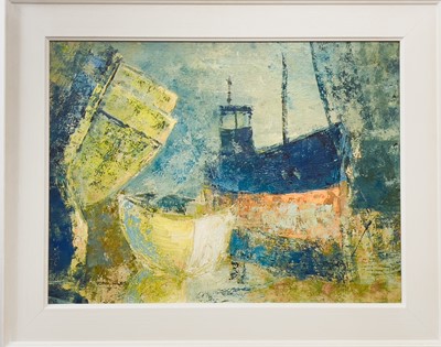 Lot 241 - Tony GILES (1925-1994) Cornish Harbour Oil on...